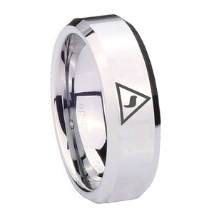 10mm Masonic Yod Beveled Edges Silver Tungsten Carbide Engagement Ring