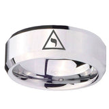 10mm Masonic Yod Beveled Edges Silver Tungsten Carbide Engagement Ring