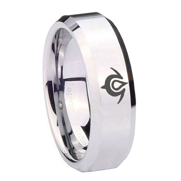 10mm Naga Beveled Edges Silver Tungsten Carbide Engraved Ring