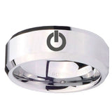 10mm Power Beveled Edges Silver Tungsten Carbide Wedding Band Ring