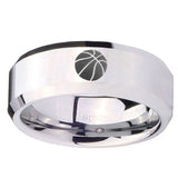 10mm Basketball Beveled Edges Silver Tungsten Carbide Men's Promise Rings