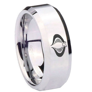 10mm Cobra Beveled Edges Silver Tungsten Carbide Mens Promise Ring