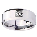 10mm Celtic Design Beveled Edges Silver Tungsten Carbide Wedding Bands Ring