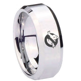 10mm Ghostbusters Beveled Edges Silver Tungsten Carbide Mens Wedding Band