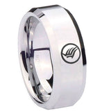 10MM Beveled Mass Effect Mirror Beveled Edges Silver Tungsten Carbide Ring