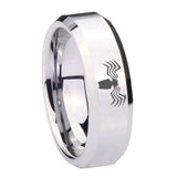 10mm Spider Beveled Edges Silver Tungsten Carbide Promise Ring