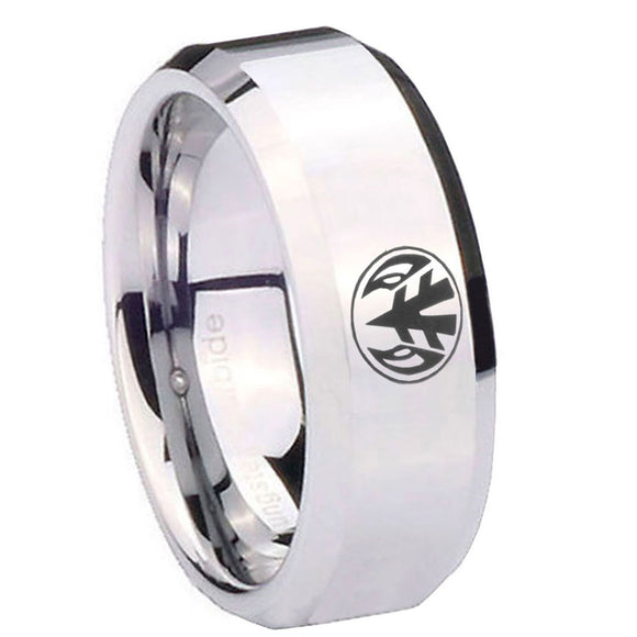 10mm Love Power Rangers Beveled Edges Silver Tungsten Carbide Mens Ring