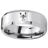 10mm Scorpio Zodiac Horoscope Beveled Edges Silver Tungsten Promise Ring