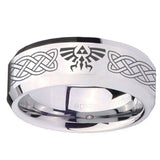 10mm Celtic Zelda Beveled Edges Silver Tungsten Carbide Personalized Ring