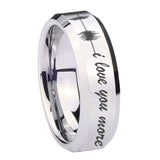 10mm Sound Wave, I love you more Beveled Silver Tungsten Wedding Engagement Ring