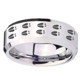 10mm Deer Tracks Beveled Edges Silver Tungsten Carbide Anniversary Ring