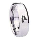 10mm Deer Hunting Beveled Edges Silver Tungsten Carbide Bands Ring