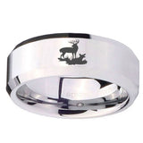 10mm Deer Hunting Beveled Edges Silver Tungsten Carbide Bands Ring