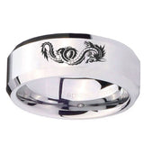 10mm Dragon Beveled Edges Silver Tungsten Carbide Mens Engagement Band
