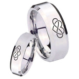 His Hers Infinity Love Beveled Edges Silver Tungsten Mens Bands Ring Set