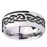 10mm Celtic Knot Infinity Love Beveled Edges Silver Tungsten Carbide Mens Ring Engraved