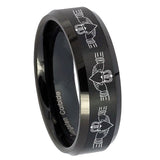 10mm Irish Claddagh Beveled Edges Brush Black Tungsten Mens Engagement Band