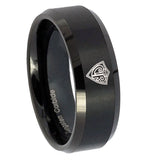 10mm CTR Beveled Edges Brush Black Tungsten Carbide Wedding Bands Ring