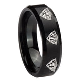 10mm Multiple CTR Beveled Edges Brush Black Tungsten Mens Ring Personalized