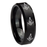 10mm Multiple Master Mason Masonic Beveled Brush Black Tungsten Engagement Ring