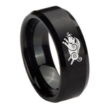 10mm Wild Boar Beveled Edges Brush Black Tungsten Men's Engagement Ring