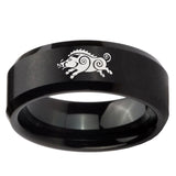 10mm Wild Boar Beveled Edges Brush Black Tungsten Men's Engagement Ring