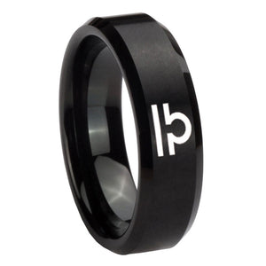 10mm Libra Horoscope Beveled Edges Brush Black Tungsten Carbide Rings for Men