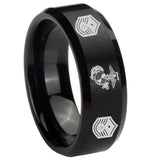 10mm Marine Chief Master Sergeant  Beveled Brush Black Tungsten Men's Promise Rings