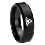 10mm Pester Master Masonic Beveled Edges Brush Black Tungsten Bands Ring