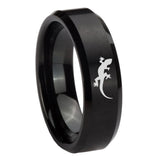 8mm Lizard Beveled Edges Brush Black Tungsten Carbide Mens Anniversary Ring