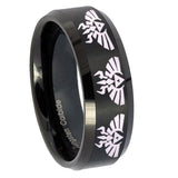 10mm Multiple Zelda Skyward Sword Beveled Brush Black Tungsten Custom Mens Ring