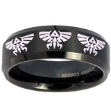 10mm Multiple Zelda Skyward Sword Beveled Brush Black Tungsten Custom Mens Ring