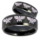 His Hers Multiple Zelda Skyward Sword Beveled Brush Black Tungsten Mens Ring Set