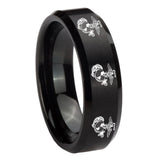 10mm Multiple Marine Beveled Edges Brush Black Tungsten Men's Engagement Band