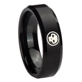 10mm Skull Beveled Edges Brush Black Tungsten Carbide Mens Engagement Ring