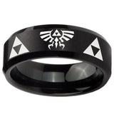 10mm Legend of Zelda Beveled Edges Brush Black Tungsten Carbide Rings for Men