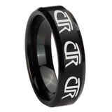 10mm Multiple CTR Beveled Edges Brush Black Tungsten Carbide Men's Band Ring