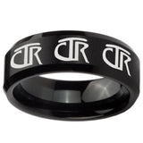 10mm Multiple CTR Beveled Edges Brush Black Tungsten Carbide Men's Band Ring