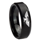 10mm Aquila Beveled Edges Brush Black Tungsten Carbide Mens Bands Ring