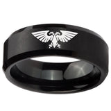 10mm Aquila Beveled Edges Brush Black Tungsten Carbide Mens Bands Ring