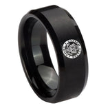 10mm U.S. Army Beveled Edges Brush Black Tungsten Men's Engagement Ring