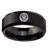 8mm U.S. Army Beveled Edges Brush Black Tungsten Mens Engagement Ring