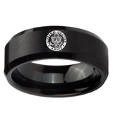 10mm U.S. Army Beveled Edges Brush Black Tungsten Men's Engagement Ring