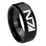 8mm N7 Design Beveled Edges Brush Black Tungsten Mens Engagement Ring