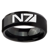 10mm N7 Design Beveled Edges Brush Black Tungsten Men's Engagement Ring