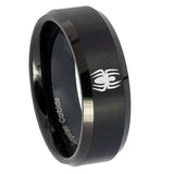 10mm Spiderman Beveled Edges Brush Black Tungsten Carbide Mens Promise Ring