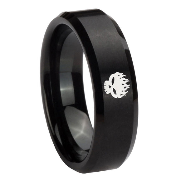 10mm Offspring Beveled Edges Brush Black Tungsten Carbide Men's Engagement Ring