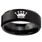 10mm Crown Beveled Edges Brush Black Tungsten Carbide Men's Promise Rings