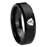 10mm Greek CTR Beveled Edges Brush Black Tungsten Carbide Mens Wedding Band