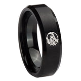 10mm Angry Baseball Beveled Edges Brush Black Tungsten Men's Wedding Ring